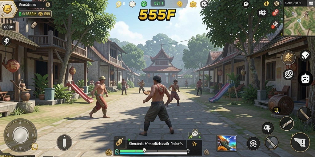 Tampilan gameplay simulasi yang realistis dan menarik di 555F.