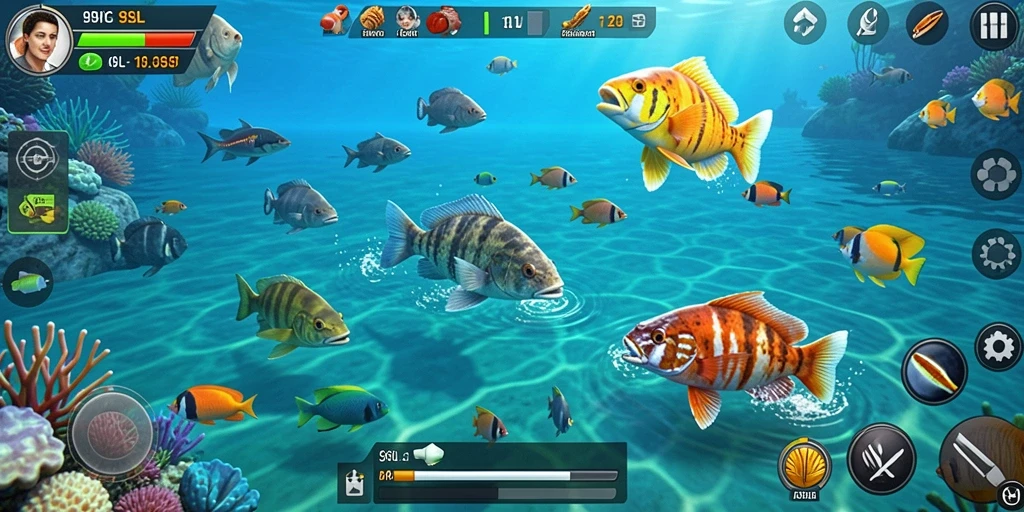 Tampilan utama gameplay Tembak Ikan di 9SL yang menarik.