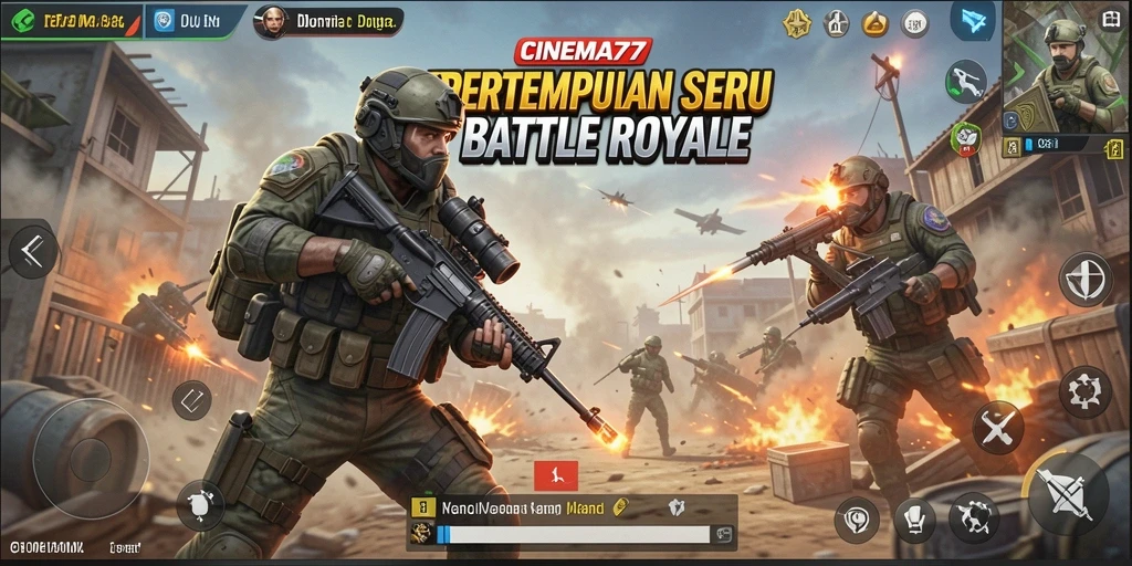 Tampilan seru gameplay Battle Royale di CINEMA77.