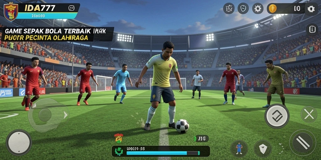 Screenshot gameplay IDA777 yang menunjukkan aksi seru dalam pertandingan sepak bola.