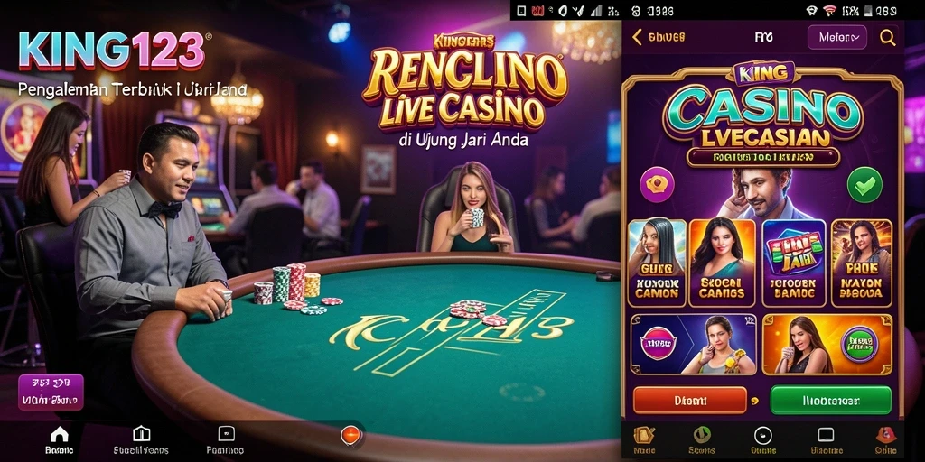 Screenshot KING123 menampilkan dealer live dan permainan kasino yang menarik.