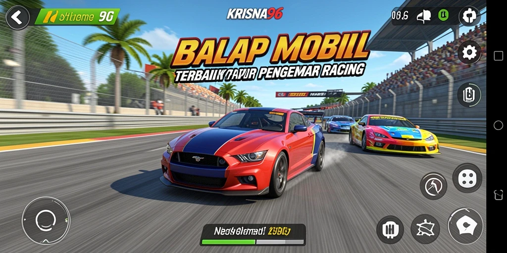 Gameplay seru dalam balapan mobil di KRISNA96.