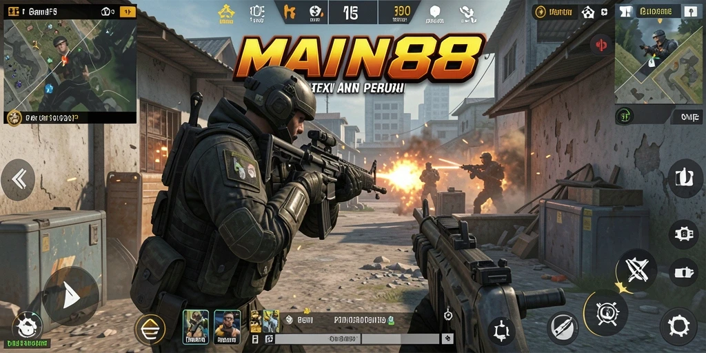 Screenshot utama dari MAIN88 menampilkan aksi tembak-menembak yang seru.