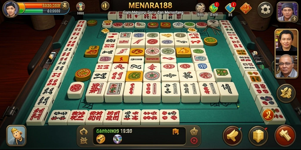 Tampilan gameplay MENARA188 dengan grafis menarik dan desain papan Mahjong.