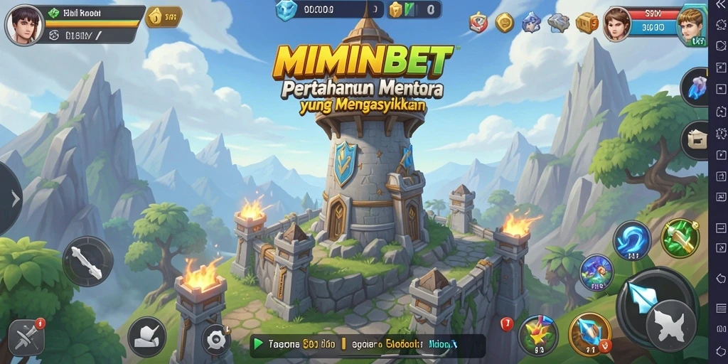 Tangkapan layar gameplay <strong>MIMINBET</strong> menampilkan aksi menara yang mendebarkan.