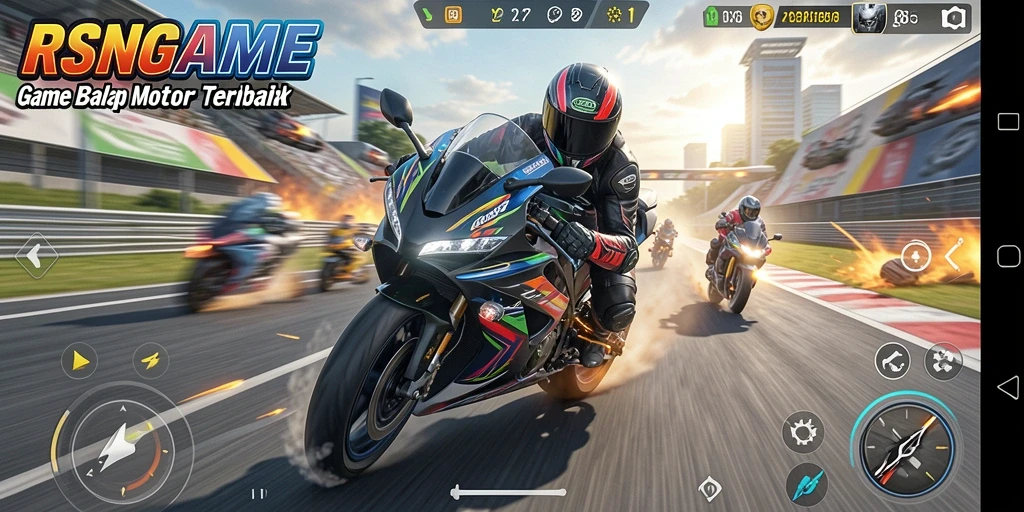 Screenshot menunjukkan intensitas balapan motor di RSNGAME.