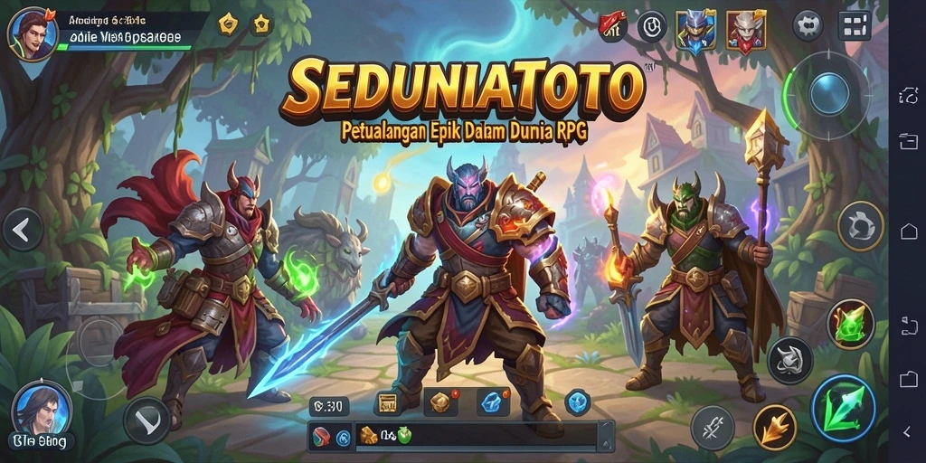 Tampilan gameplay RPG SEDUNIATOTO yang memukau dan penuh warna.
